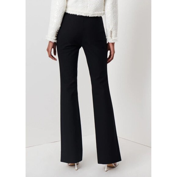 DEREK LAM 10 CROSBY Lucia Black Bi-Stretch Twill Flared Front Slit Pants, Size 8 - Picture 3 of 14